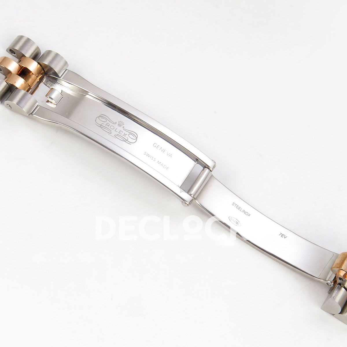 Rolex Datejust 31 278271 Brown Diamond Rose Two-Tone Jubilee XRF A2236 replica - Opened clasp with original Rolex crest, Geneva, Swiss Made and Steelinox engravings
