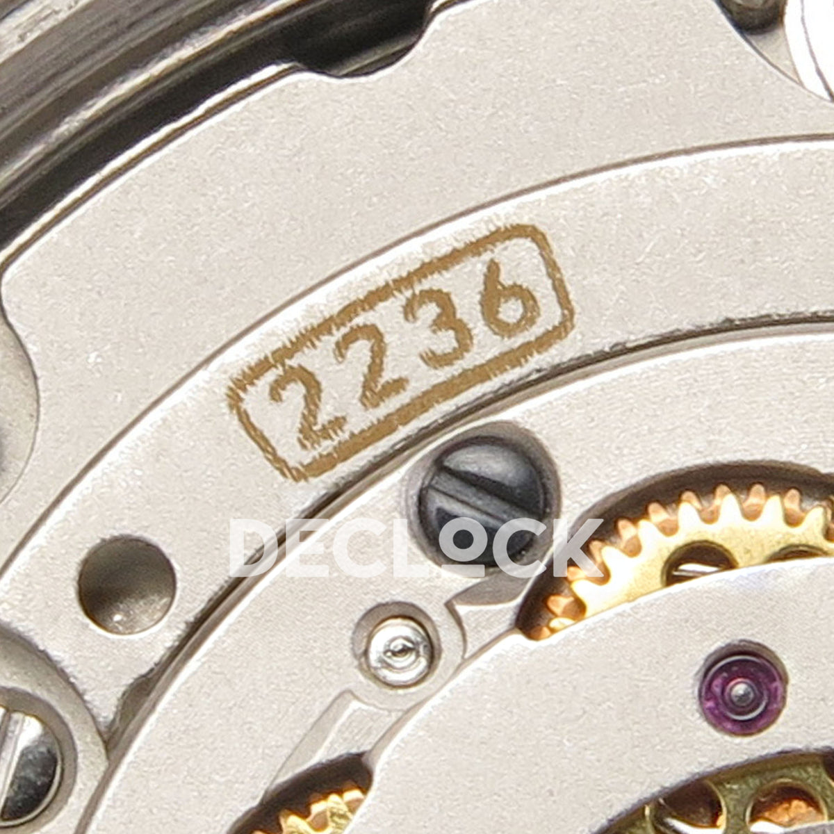 Rolex Datejust 31 278271 Purple Roman VI Gem Rose Two-Tone Jubilee XRF A2236 replica - Macro view of the2236 calibre marking, screws and gears