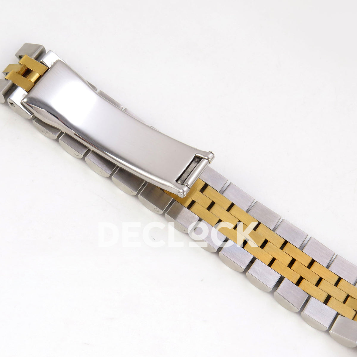 Rolex Datejust 31 278273 Green Diamond Yellow Two-Tone Jubilee XRF A2236 replica - Reverse side of the steel/yellow Jubilee bracelet with its smooth closed clasp