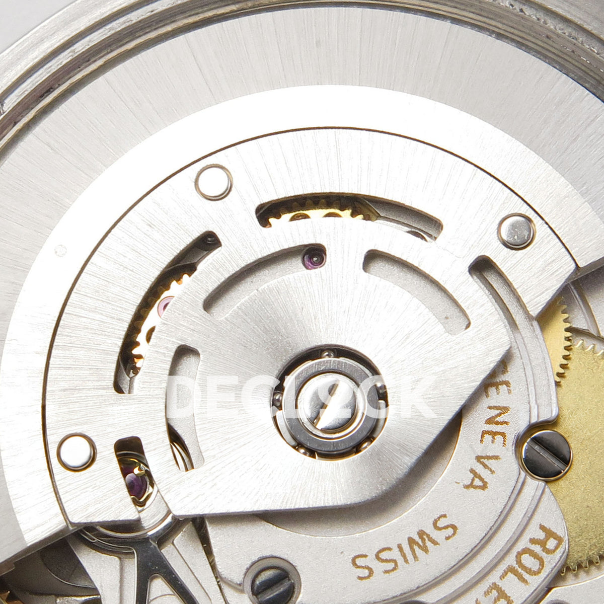 Rolex Datejust 31 278273 Green Roman Yellow Two-Tone Jubilee XRF A2236 replica - Macro view of the Asian 2236 movement and rotor engraving
