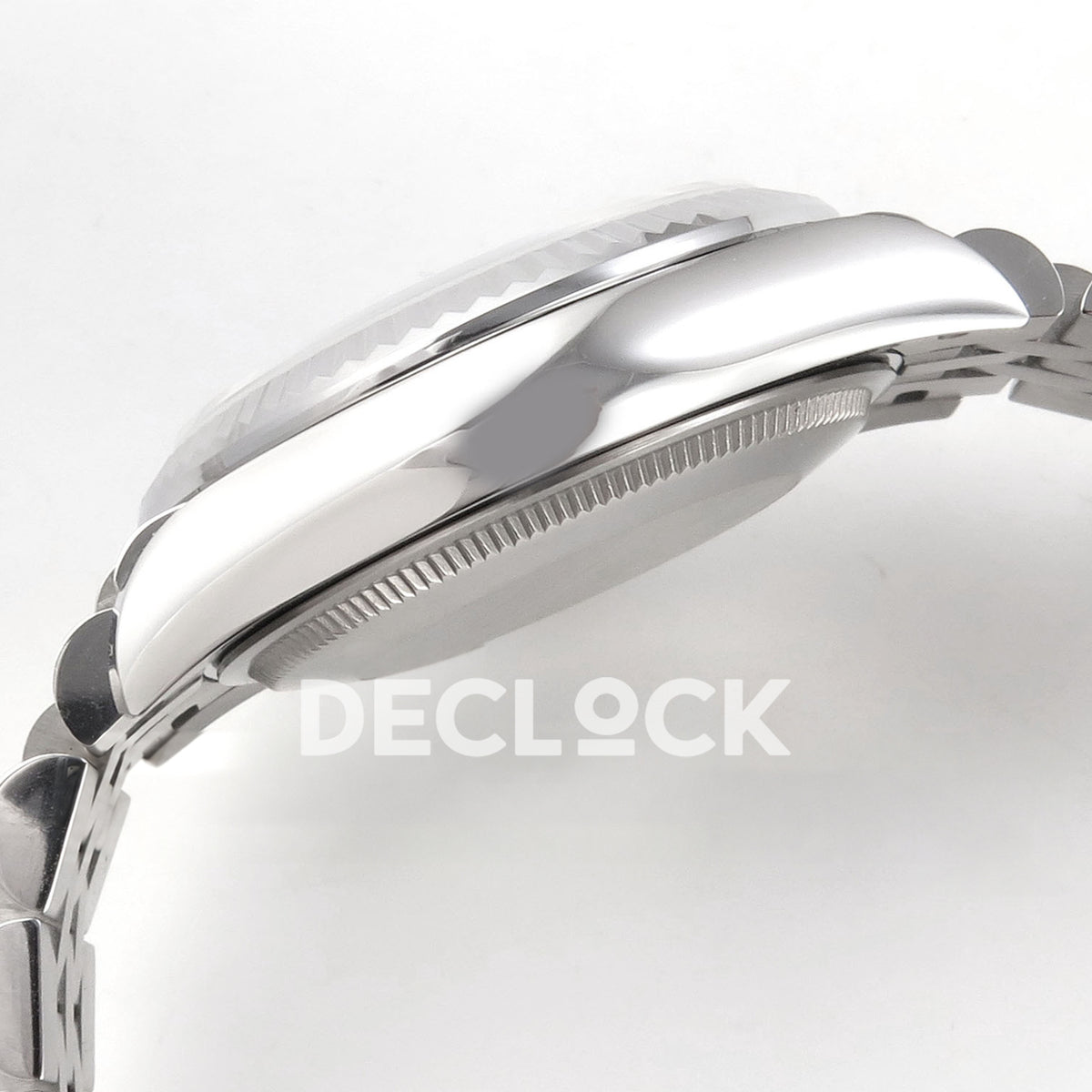 Rolex Datejust 31 278274 Blue Diamond Jubilee XRF A2236 replica - Polished steel case profile and Jubilee bracelet links
