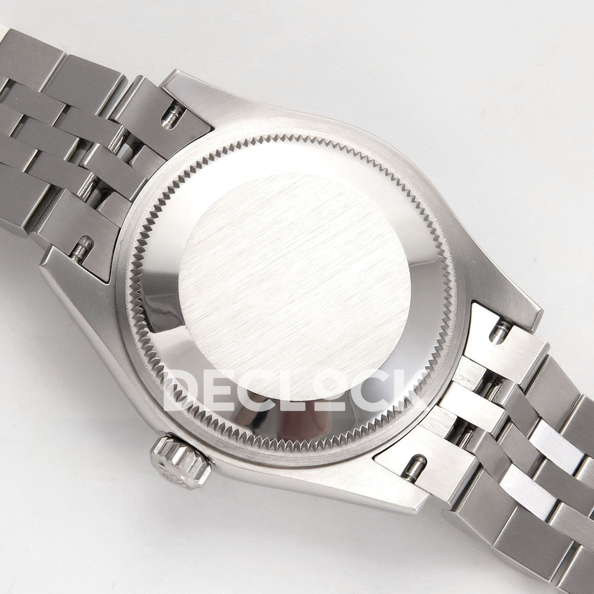 Rolex Datejust 31 278274 White MOP Diamond Jubilee XRF A2236 replica - Closed brushed steel caseback and bracelet attachment