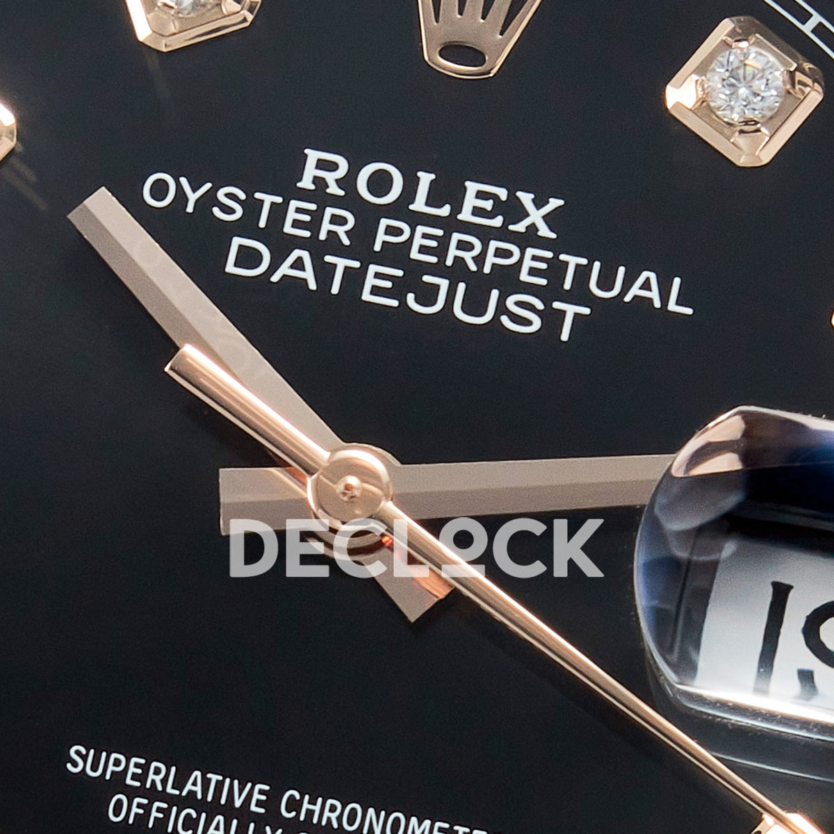 Rolex Datejust 36 126231 Black Diamond Jubilee — δείκτες και λογότυπο