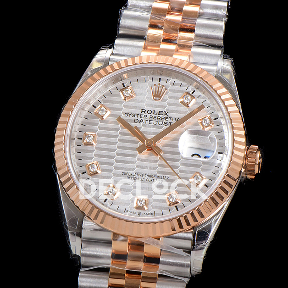 Rolex Datejust 36 126231 Silver Motif Diamond Jubilee — πλαϊνή όψη καντράν
