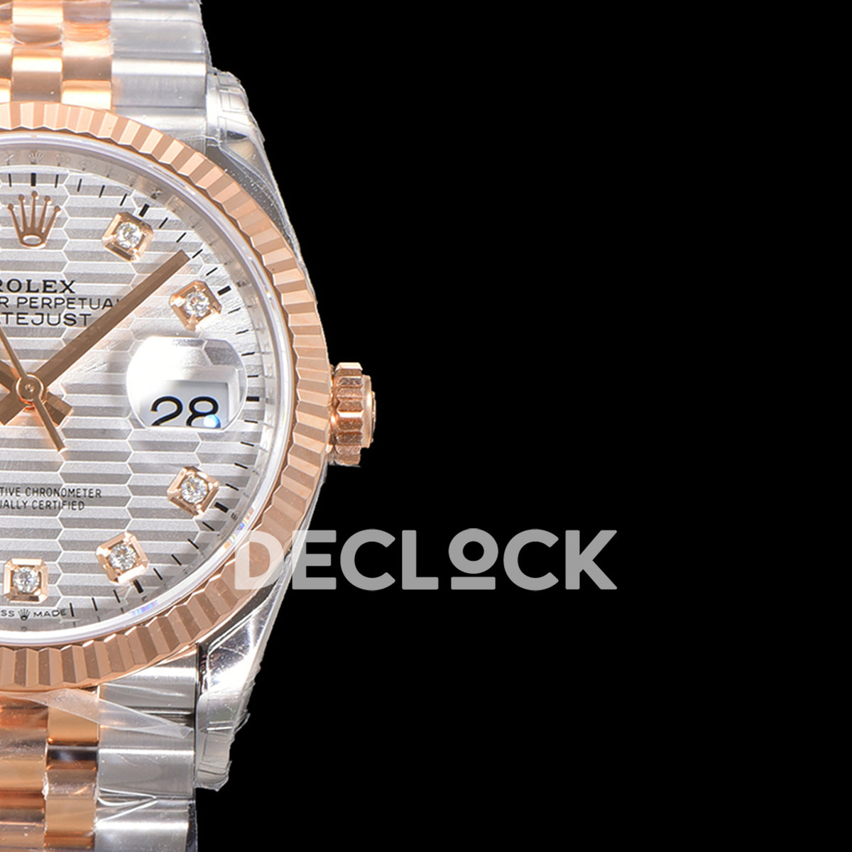 Rolex Datejust 36 126231 Silver Motif Diamond Jubilee — όψη κάσας και καντράν