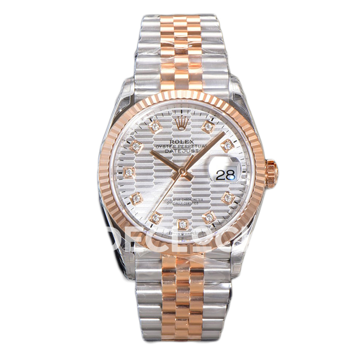 Rolex Datejust 36 126231 Silver Motif Diamond Jubilee — μπροστινή όψη