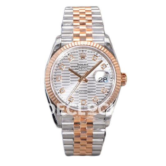 Rolex Datejust 36 126231 Silver Motif Diamond Jubilee — μπροστινή όψη