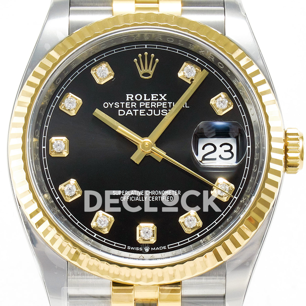 Rolex Datejust 36 126233 Black Diamond Jubilee — λεπτομέρεια καντράν