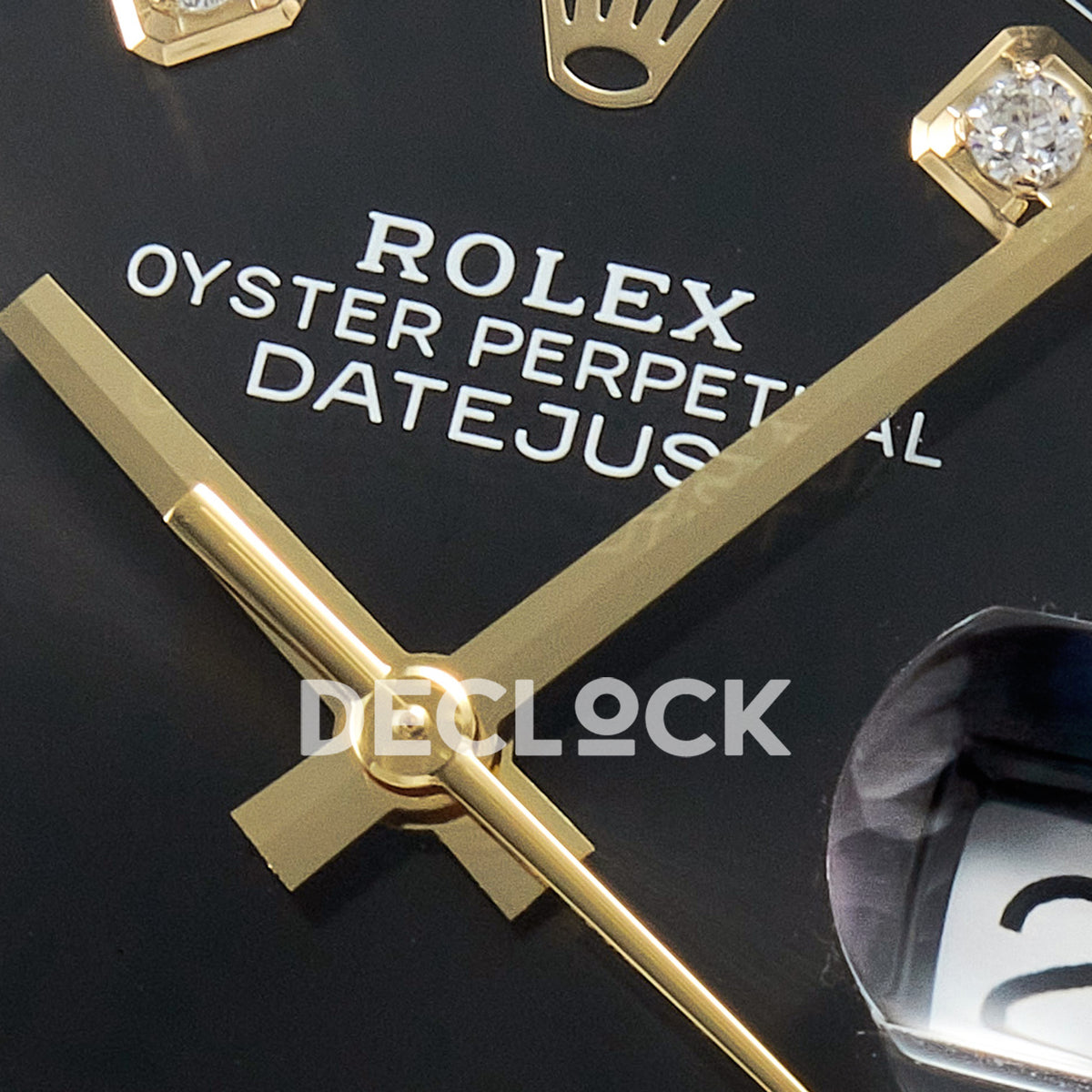 Rolex Datejust 36 126233 Black Diamond Jubilee — δείκτες και λογότυπο