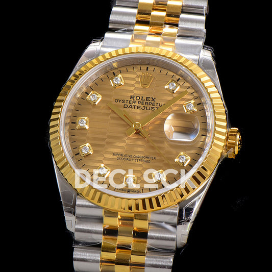 Rolex Datejust 36 126233 Champagne Motif Diamond Jubilee — πλαϊνή όψη καντράν