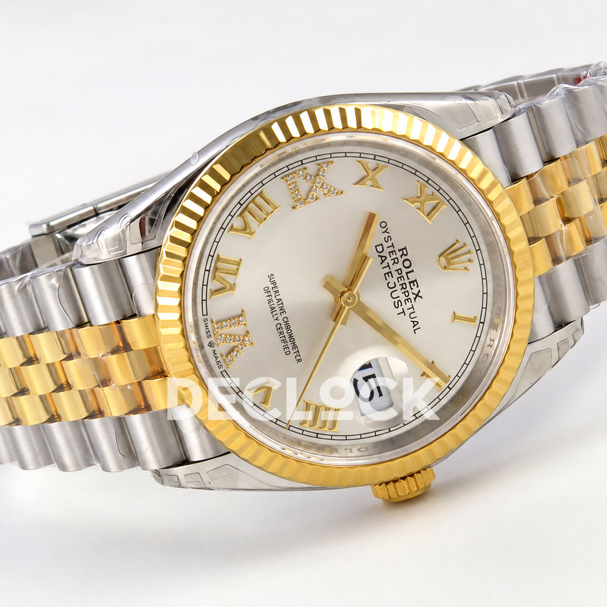 Rolex Datejust 36 126233-0031 VSF silver Roman dial two-tone Jubilee VS3235 V2 — horizontal front