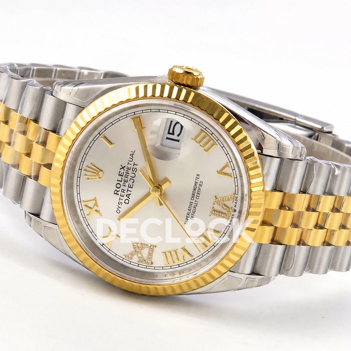Rolex Datejust 36 126233-0031 VSF silver Roman dial two-tone Jubilee VS3235 V2 — horizontal reverse