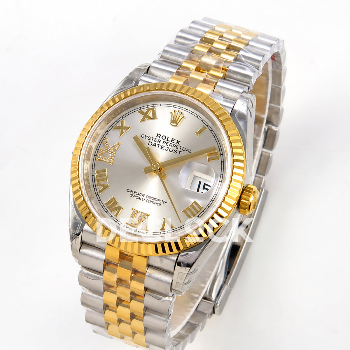Rolex Datejust 36 126233-0031 VSF silver Roman dial two-tone Jubilee VS3235 V2 — three quarter front