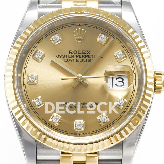 Rolex Datejust 36 126233 YG Diamond Jubilee — λεπτομέρεια καντράν