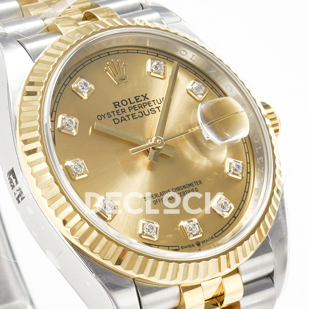 Rolex Datejust 36 126233 YG Diamond Jubilee — λοξή όψη καντράν