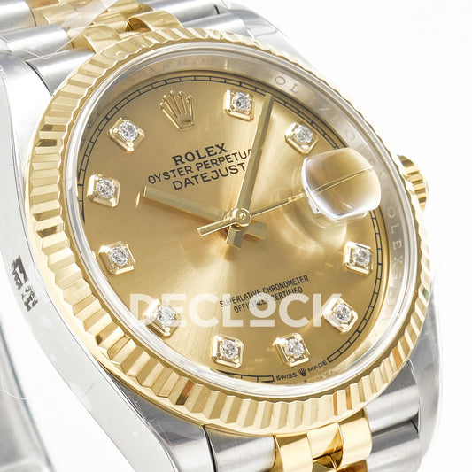 Rolex Datejust 36 126233 YG Diamond Jubilee — λοξή όψη καντράν