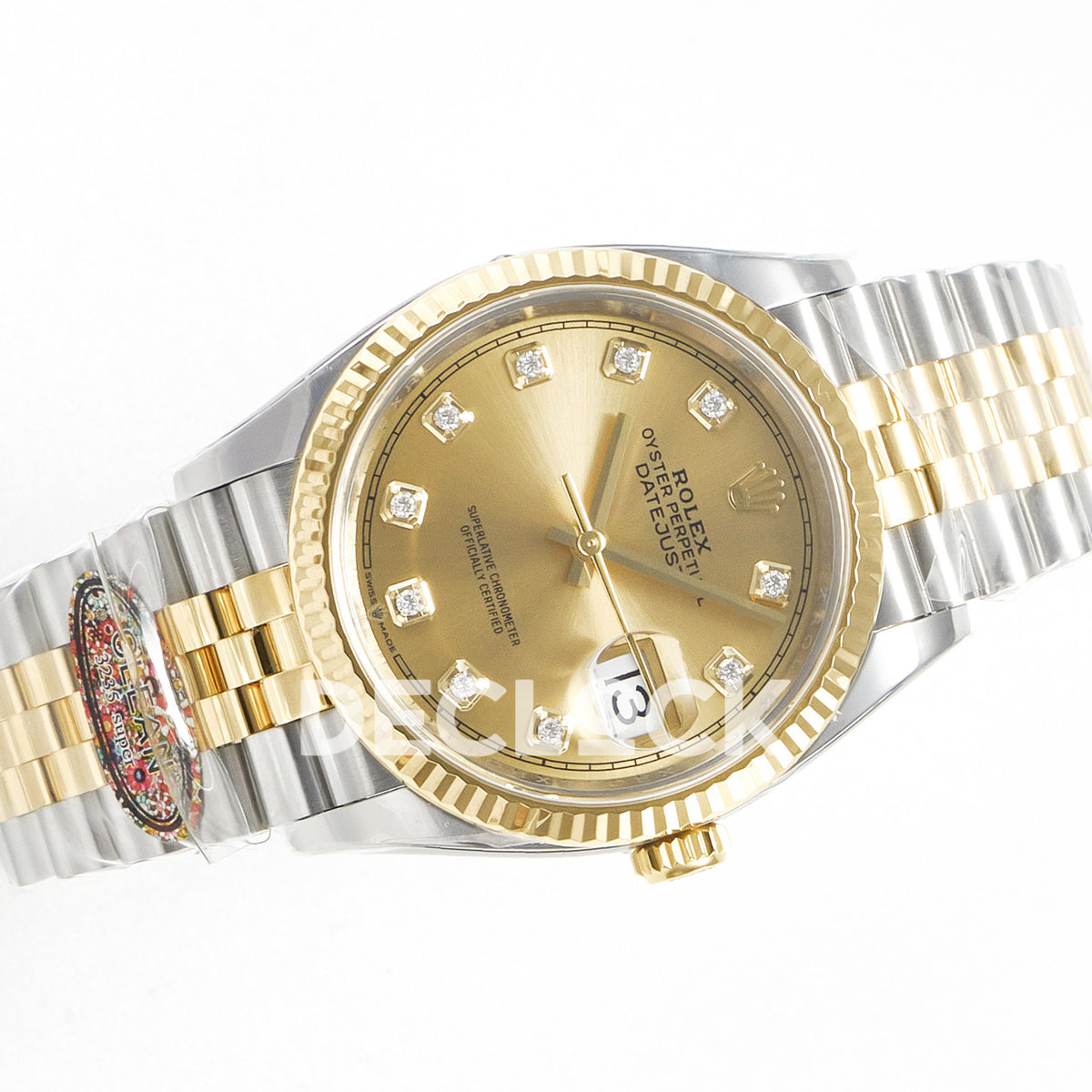 Rolex Datejust 36 126233 YG Diamond Jubilee — οριζόντια λοξή όψη
