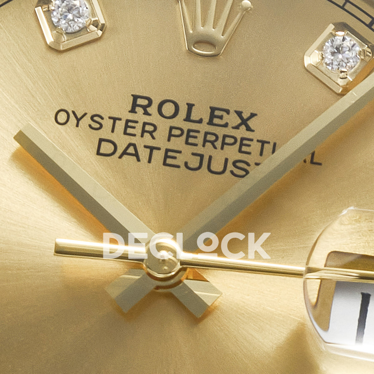 Rolex Datejust 36 126233 YG Diamond Jubilee — δείκτες και λογότυπο