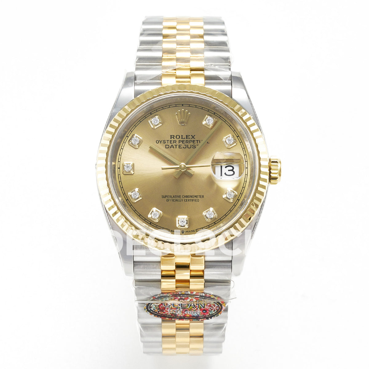 Rolex Datejust 36 126233 YG Diamond Jubilee — μπροστινή όψη