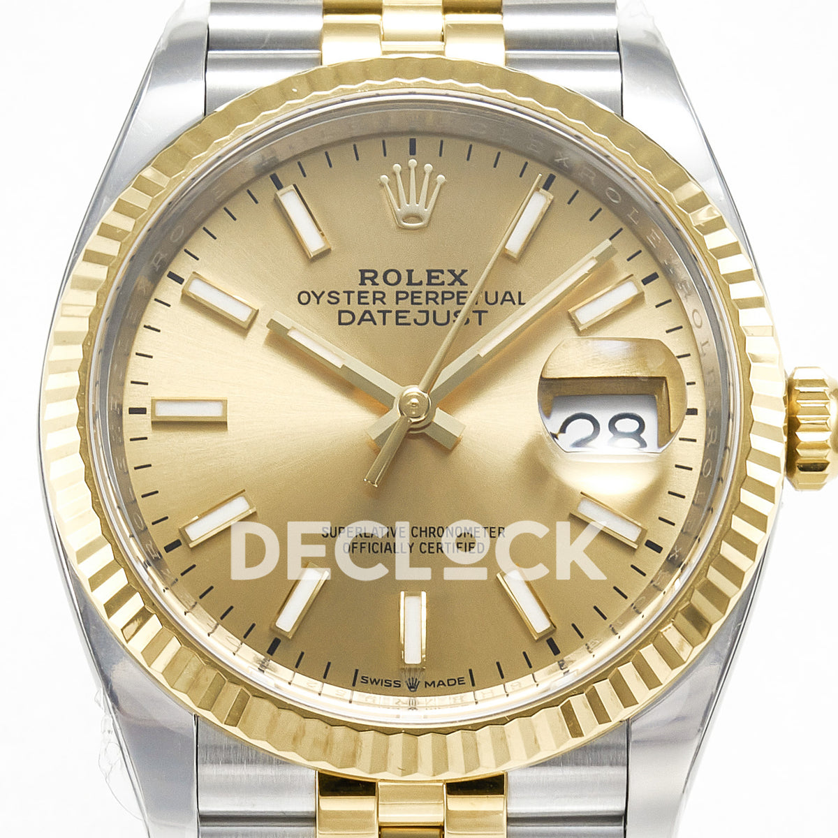 Rolex Datejust 36 126233 YG Stick Jubilee — λεπτομέρεια καντράν