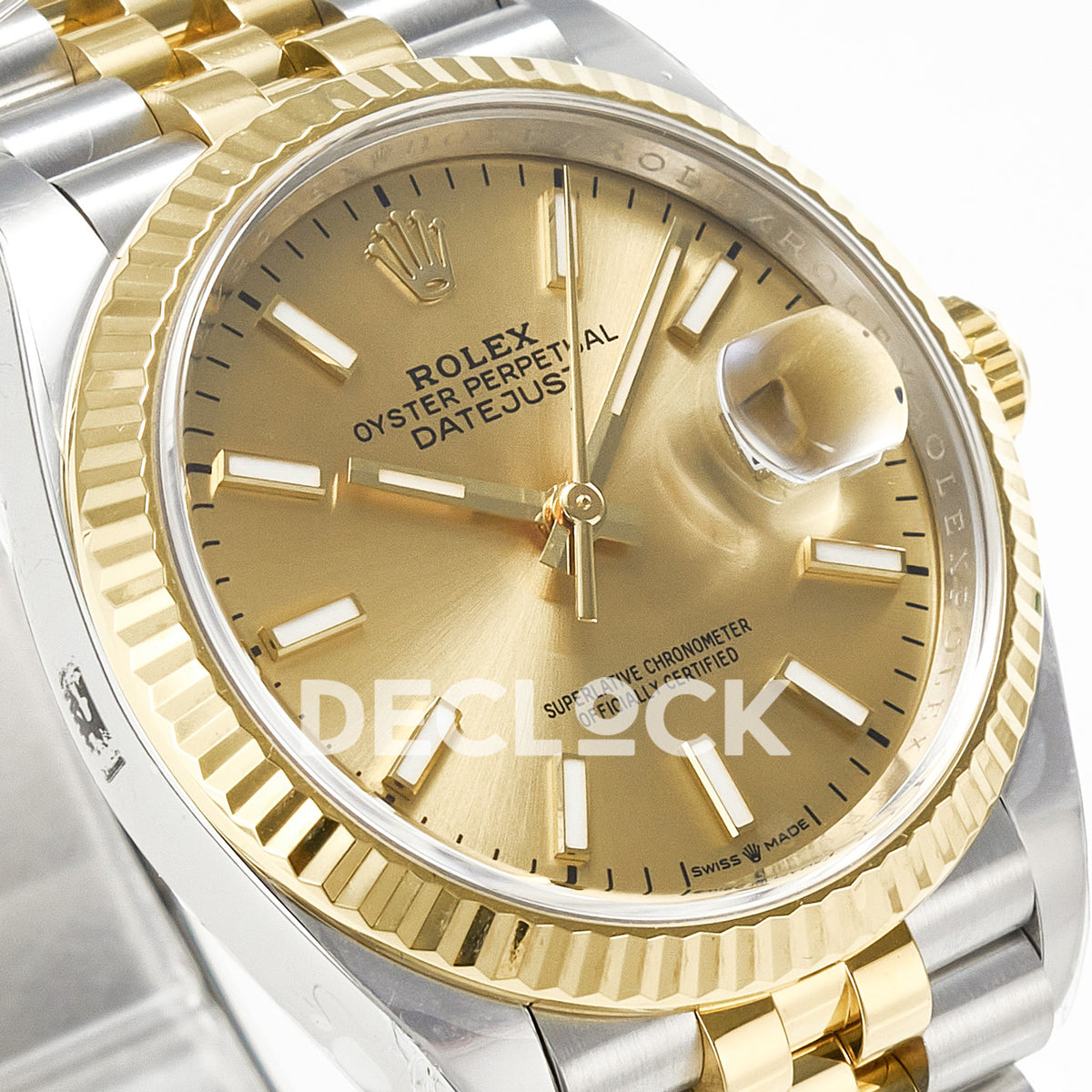 Rolex Datejust 36 126233 YG Stick Jubilee — λοξή όψη καντράν