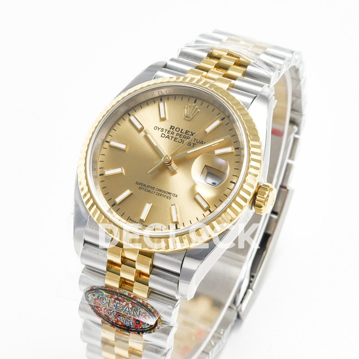 Rolex Datejust 36 126233 YG Stick Jubilee — λοξή όψη ρολογιού