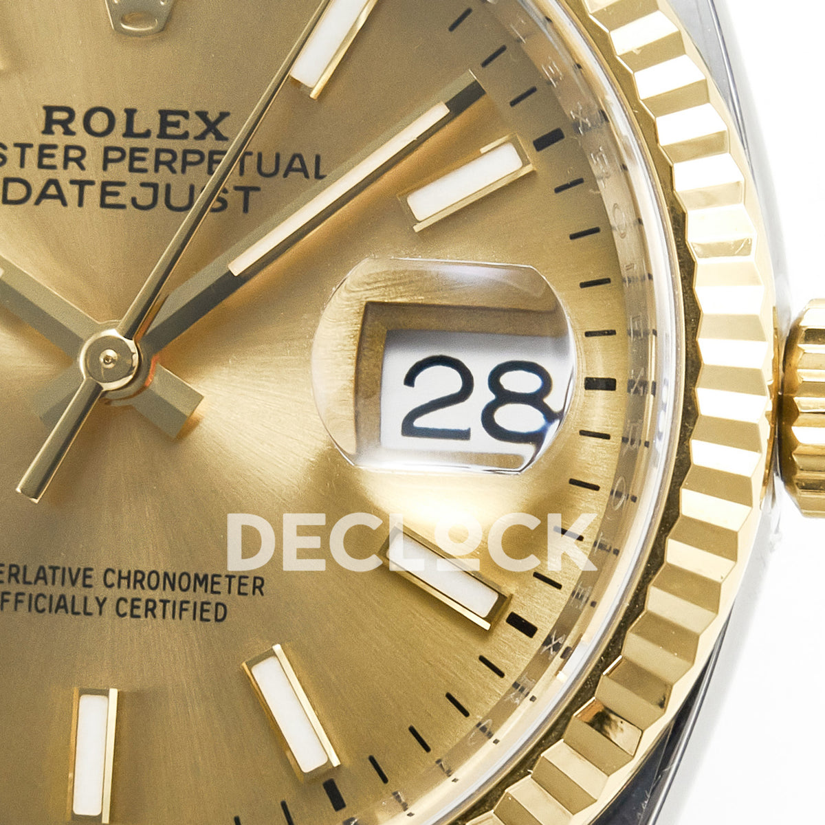 Rolex Datejust 36 126233 YG Stick Jubilee — λεπτομέρεια δεικτών
