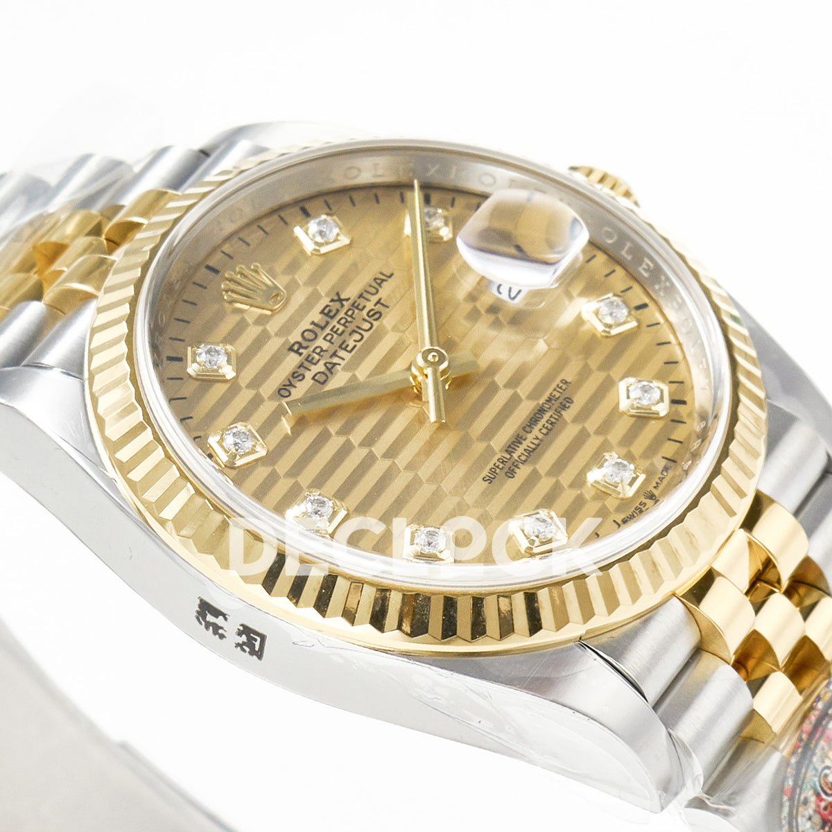 Rolex Datejust 36 126233 YG Textured Diamond Jubilee — αντίθετη πλαϊνή όψη