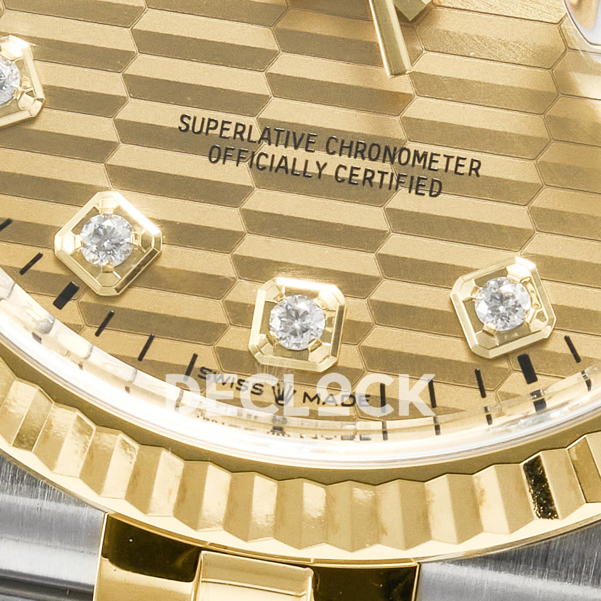 Rolex Datejust 36 126233 YG Textured Diamond Jubilee — στεφάνη και καντράν