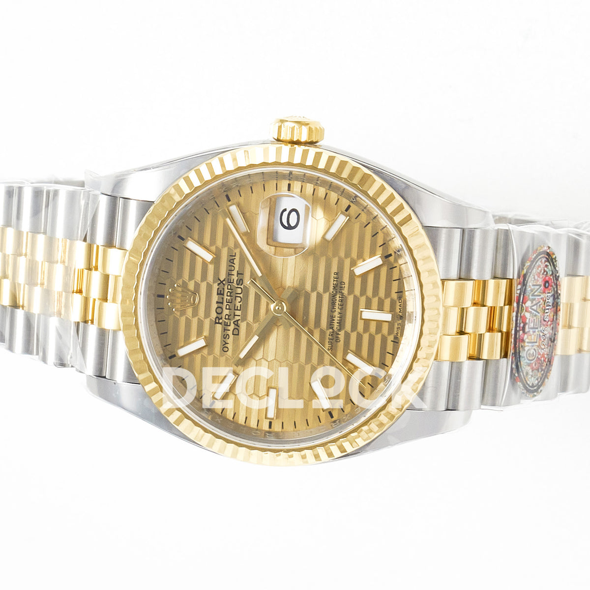 Rolex Datejust 36 126233 YG Textured Stick Jubilee — οριζόντια όψη