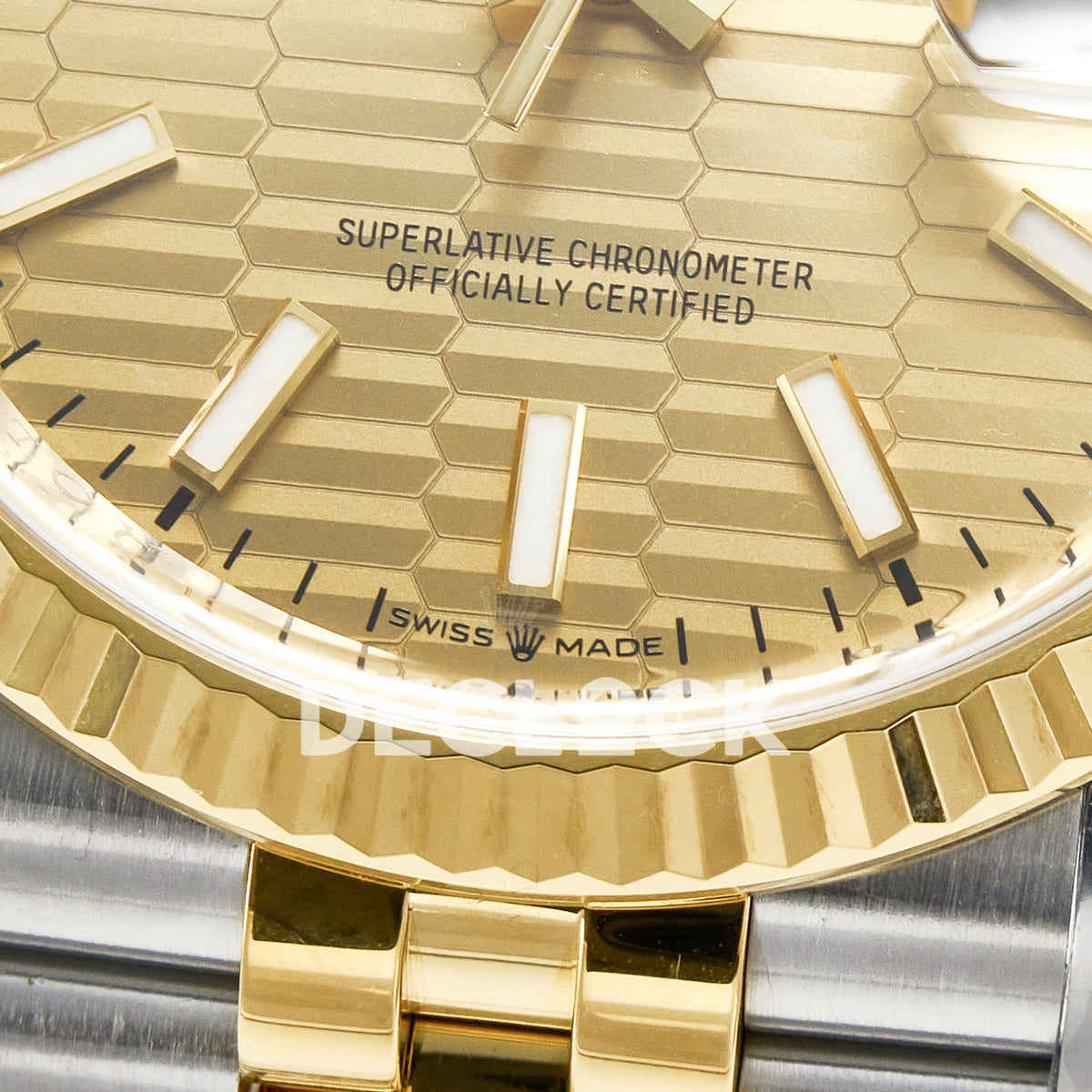 Rolex Datejust 36 126233 YG Textured Stick Jubilee — στεφάνη και καντράν