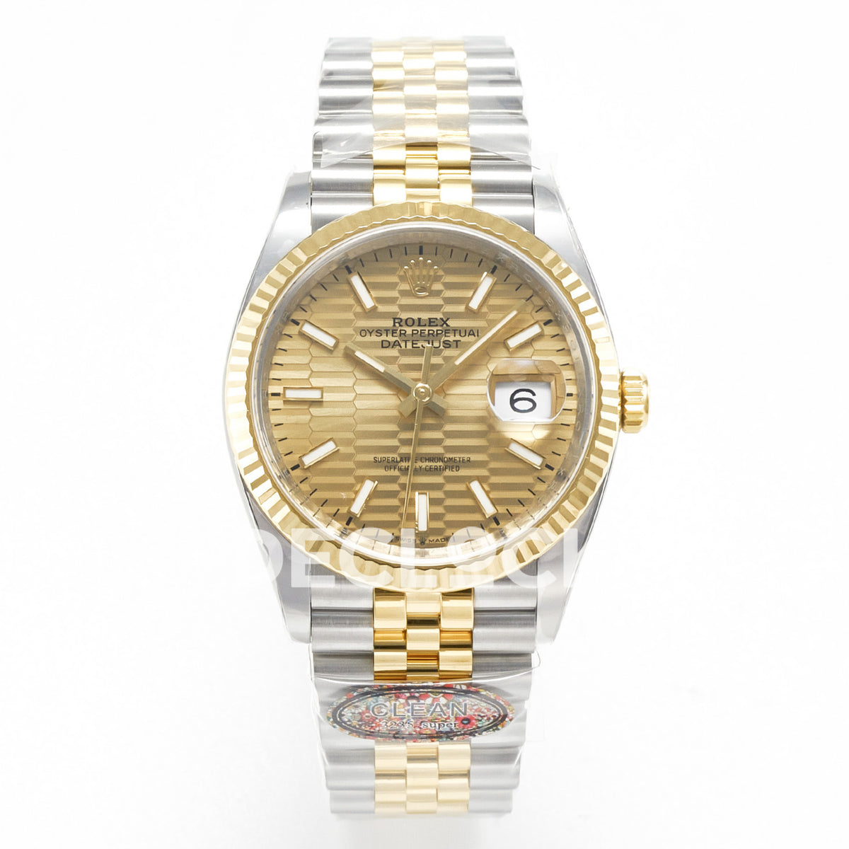 Rolex Datejust 36 126233 YG Textured Stick Jubilee — μπροστινή όψη