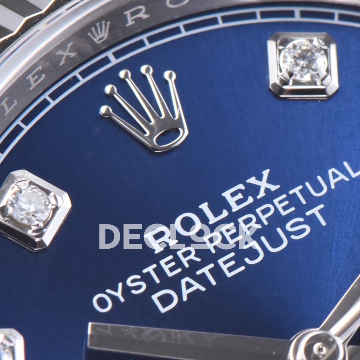 Rolex Datejust 36 126234 Blue Diamond Jubilee — δείκτες και λογότυπο