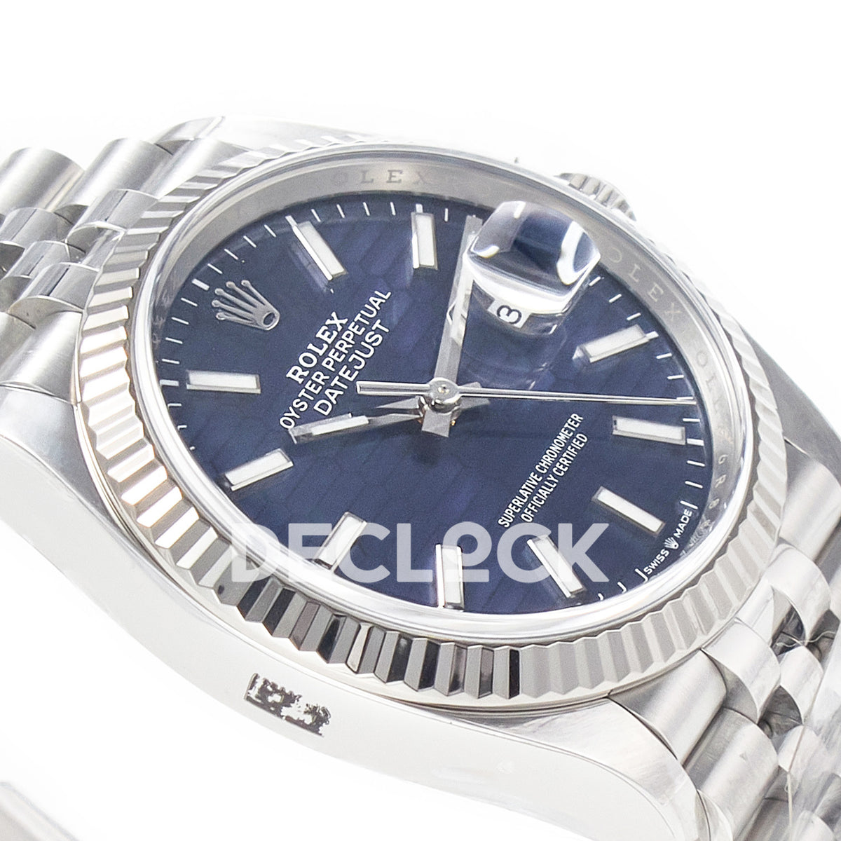 Rolex Datejust 36 126234 Blue Fluted Jubilee — αντίθετη πλαϊνή όψη