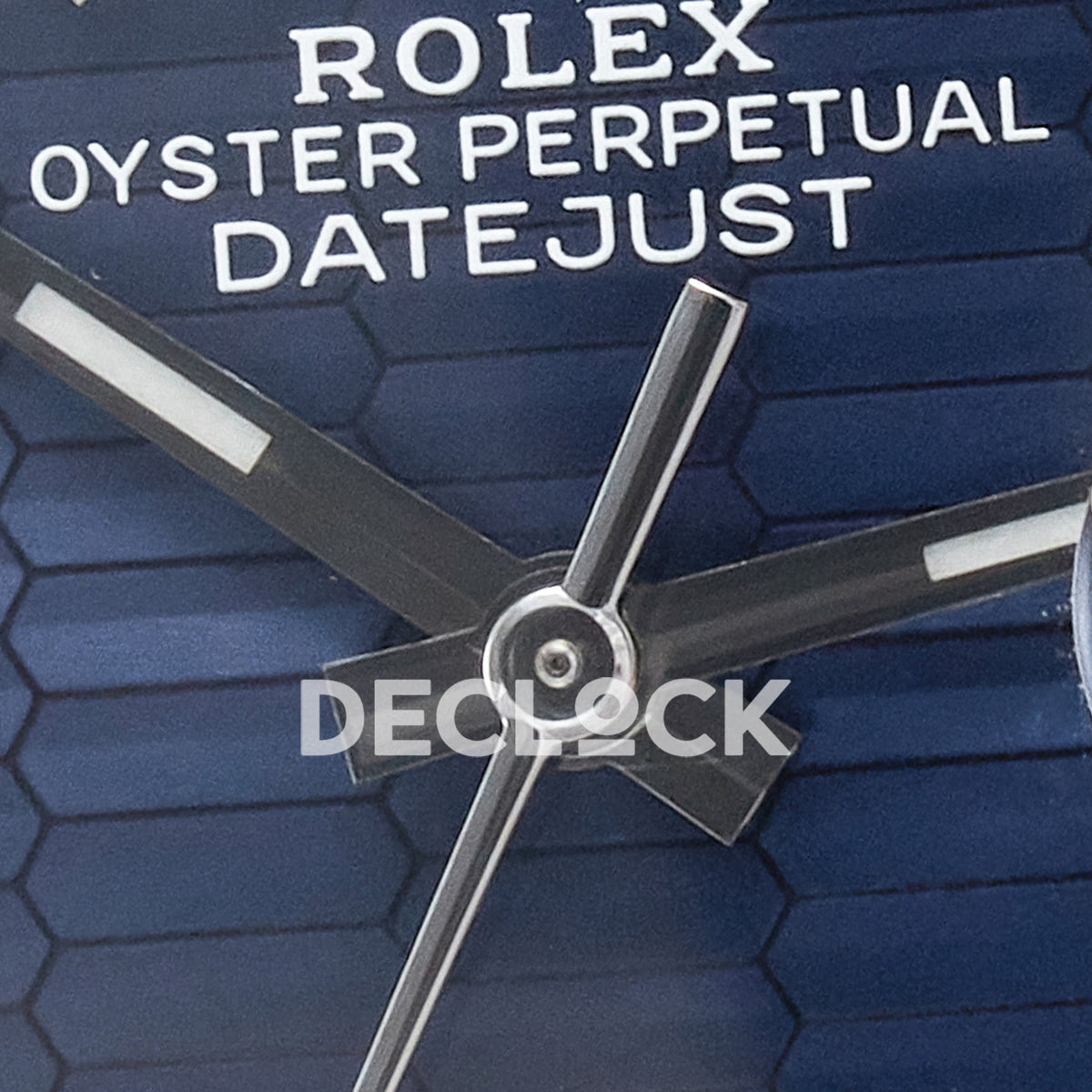 Rolex Datejust 36 126234 Blue Fluted Jubilee — δείκτες και λογότυπο