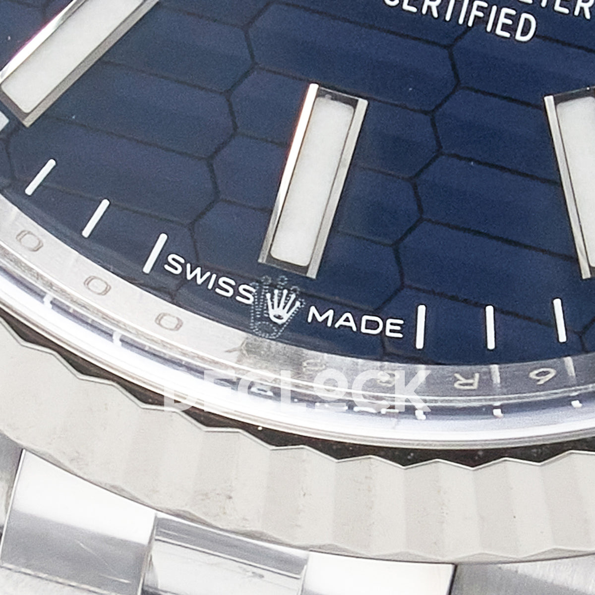 Rolex Datejust 36 126234 Blue Fluted Jubilee — στεφάνη και καντράν