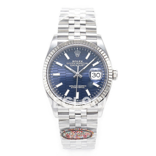 Rolex Datejust 36 126234 Blue Fluted Jubilee — μπροστινή όψη