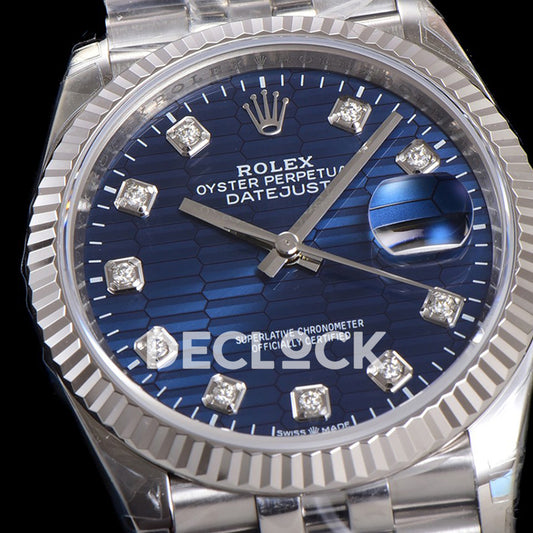 Rolex Datejust 36 126234 Blue Motif Diamond Jubilee — λεπτομέρεια καντράν