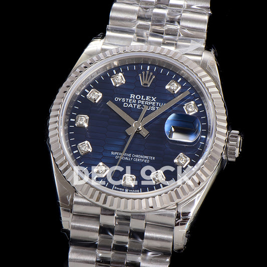 Rolex Datejust 36 126234 Blue Motif Diamond Jubilee — πλαϊνή όψη καντράν