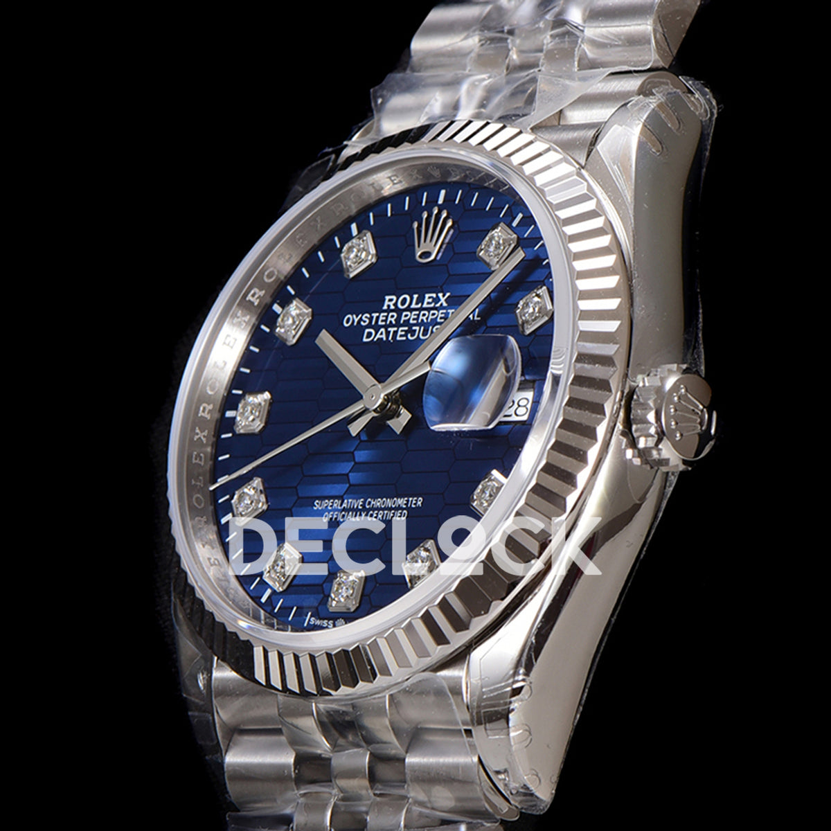 Rolex Datejust 36 126234 Blue Motif Diamond Jubilee — πλαϊνή όψη κάσας