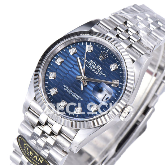 Rolex Datejust 36 126234 Blue Motif Diamond Jubilee — λοξή όψη