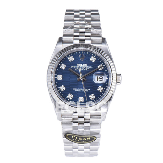 Rolex Datejust 36 126234 Blue Motif Diamond Jubilee — μπροστινή όψη