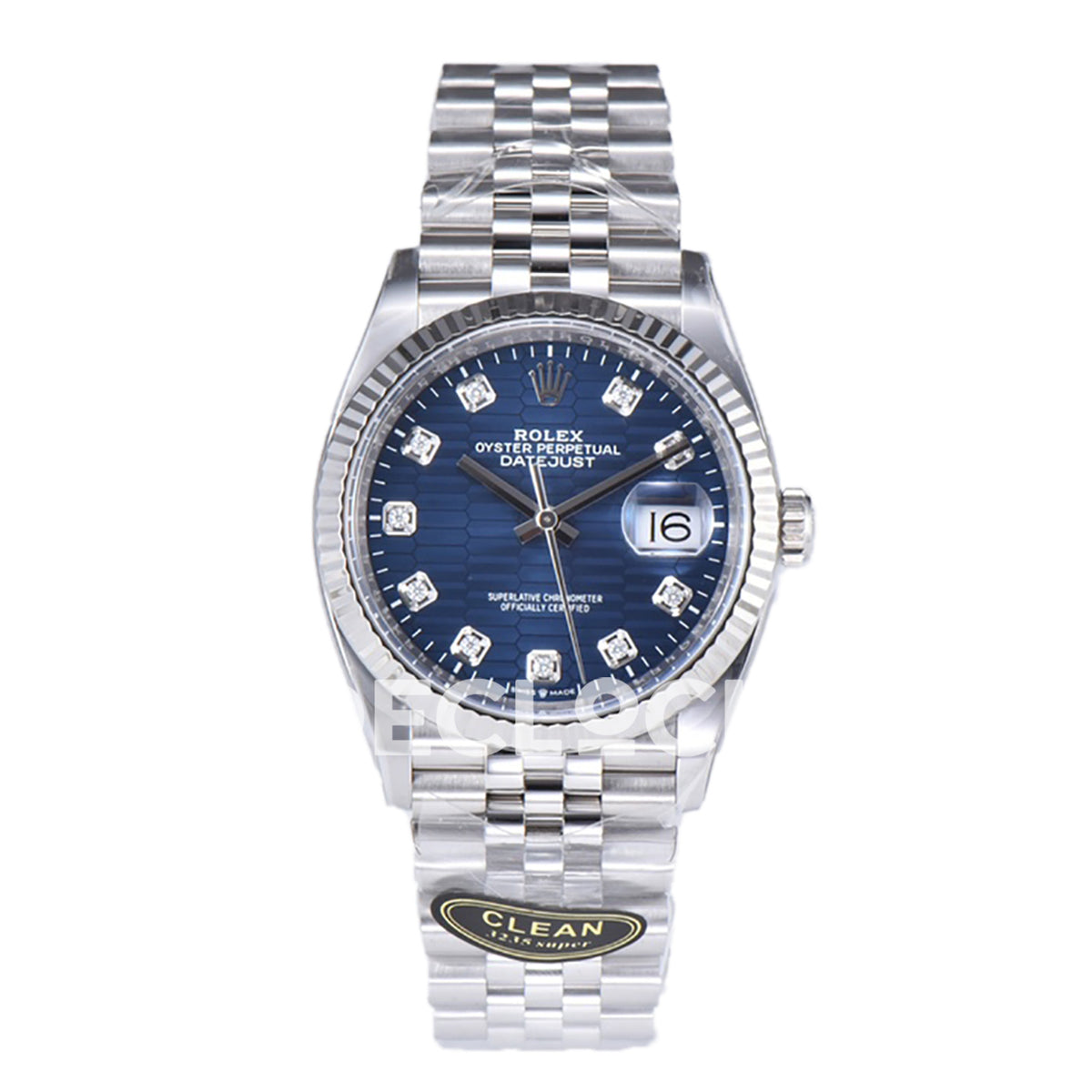 Rolex Datejust 36 126234 Blue Motif Diamond Jubilee — μπροστινή όψη