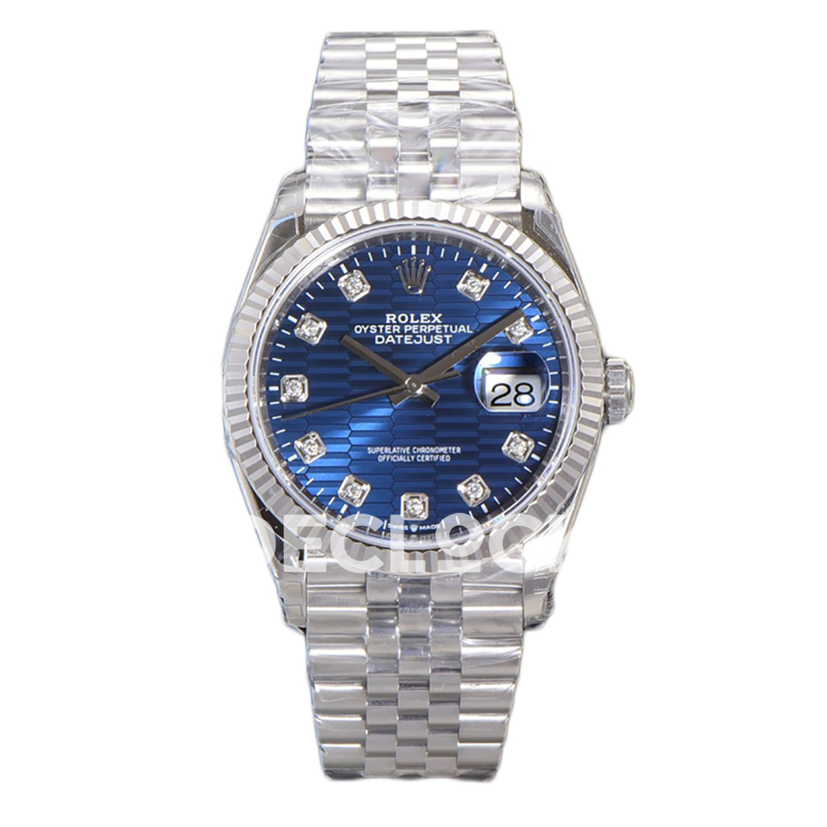 Rolex Datejust 36 126234 Blue Motif Diamond Jubilee — μπροστινή όψη