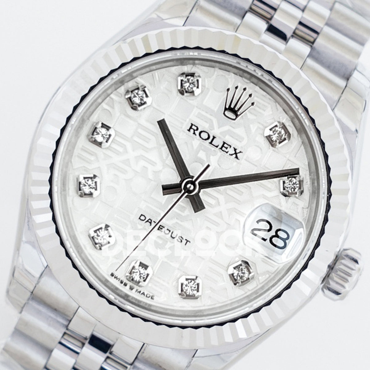 Rolex Datejust 36 126234 White Floral Diamond Jubilee — λεπτομέρεια floral καντράν