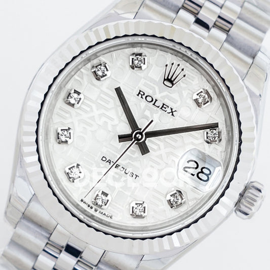 Rolex Datejust 36 126234 White Floral Diamond Jubilee — λεπτομέρεια floral καντράν