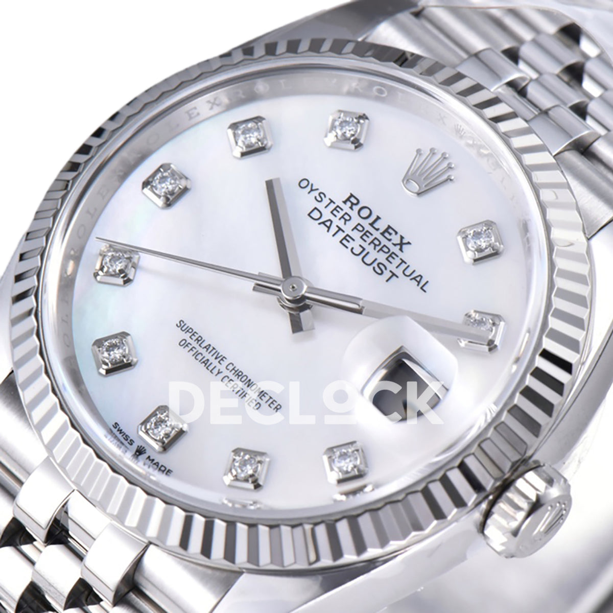 Rolex Datejust 36 126234 White MOP Diamond Jubilee — λοξή όψη