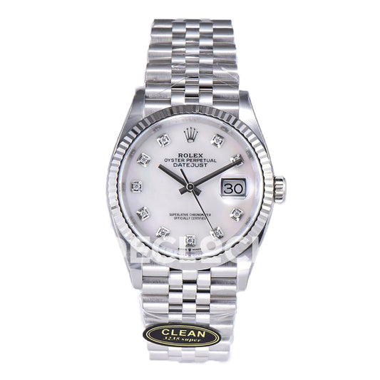 Rolex Datejust 36 126234 White MOP Diamond Jubilee — μπροστινή όψη