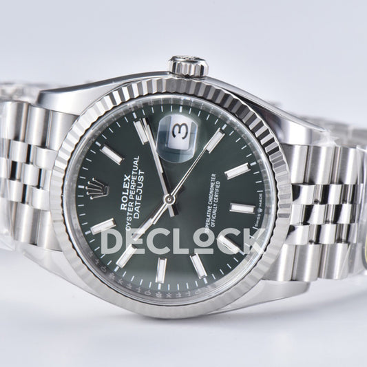 Rolex Datejust 36 126334 Mint Green Stick Jubilee — οριζόντια όψη
