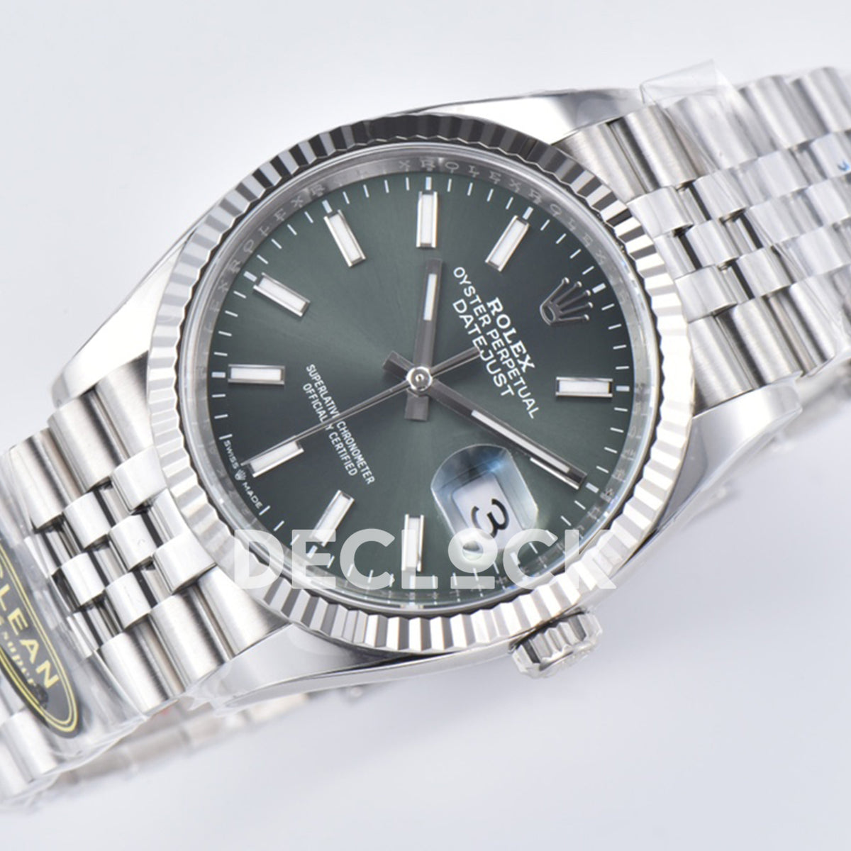 Rolex Datejust 36 126334 Mint Green Stick Jubilee — προφίλ καντράν